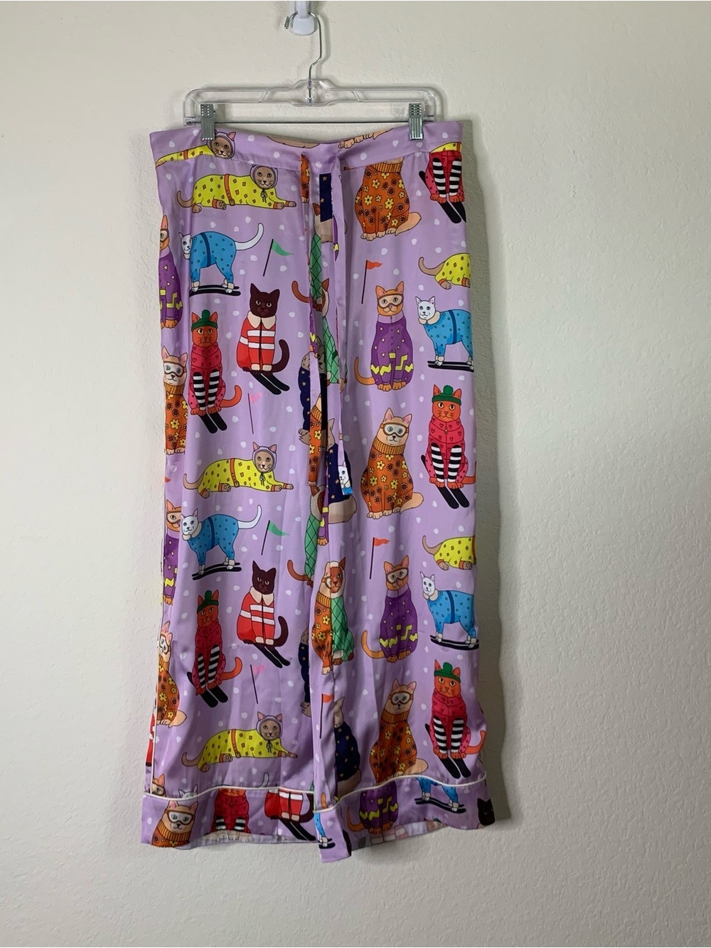 Karen Mabon womens purple skiing cats pajama pants 1X